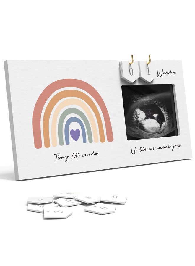 EURSET Rainbow Baby Sonogram Picture Frame Countdown Weeks, Pregnancy Announcement Ideas, 4"x3" Ultrasound Photo, Gender Reveal Baby-Shower Gift for New Mom Dad Expecting Parents Grandparents to Be Keepsake - Image 1