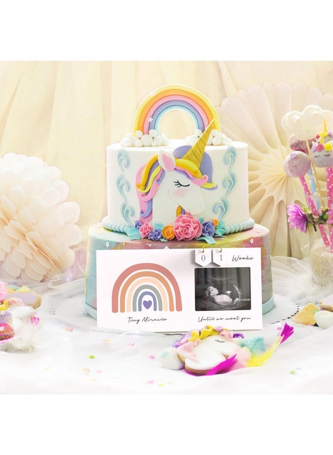 EURSET Rainbow Baby Sonogram Picture Frame Countdown Weeks, Pregnancy Announcement Ideas, 4"x3" Ultrasound Photo, Gender Reveal Baby-Shower Gift for New Mom Dad Expecting Parents Grandparents to Be Keepsake - Image 5