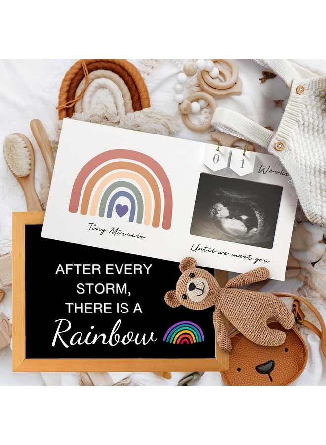 EURSET Rainbow Baby Sonogram Picture Frame Countdown Weeks, Pregnancy Announcement Ideas, 4"x3" Ultrasound Photo, Gender Reveal Baby-Shower Gift for New Mom Dad Expecting Parents Grandparents to Be Keepsake - Image 2