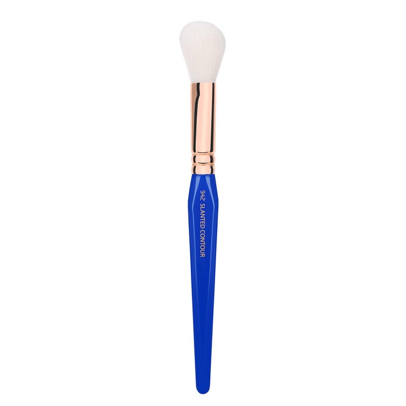 Bdellium Tools Professional Makeup Brush - Golden Triangle 942 Slanted Contour - With All Vegan and Soft Synthetic Fibers, For Adding Dimension to the Face (Blue, 1pc)