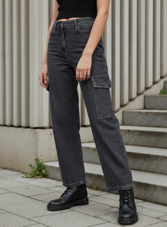 مرفوعة جينز كارجو نسائي بقصة واسعة - Image 2