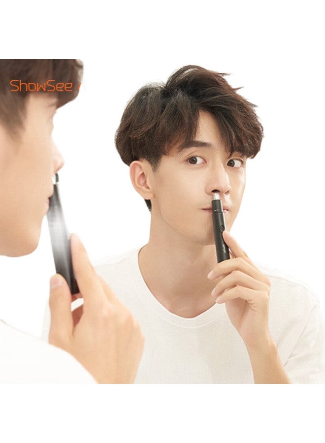 ShowSee Home Electric Mini Men'S Nose Hair Trimmer And Hair Clipper, Portable Nose Hair Trimmer, Nose Hair Machine, Small Gift For Father Or Boyfriend, C1-Bk - Image 2