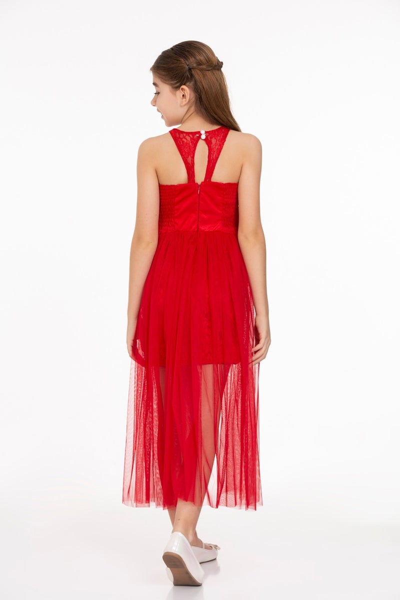 Ahengim AHENGİM GIRL CHILDREN'S EVENING DRESS GIRL'S PEARL STONE TULLE GIRL'S EVENING DRESS AK2229  - Image 5