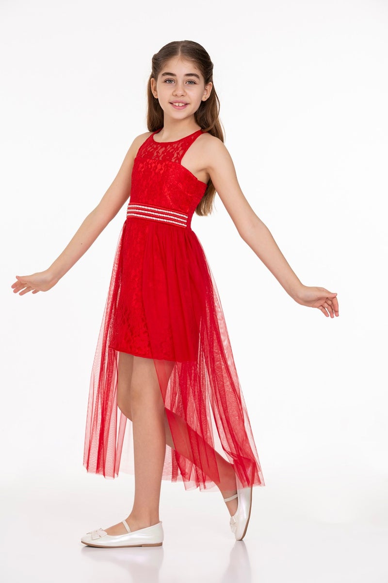 Ahengim AHENGİM GIRL CHILDREN'S EVENING DRESS GIRL'S PEARL STONE TULLE GIRL'S EVENING DRESS AK2229  - Image 2