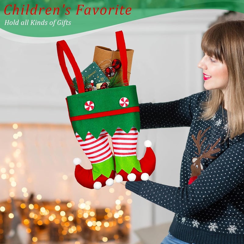 Shappy Shappy Christmas Candy Bags Gift Santa Pants and Elf Boots Handbags Stocking Lovely Treat Xmas Goodies Bag for Boys Girls Party Favor Decorations Elf Boot Style 12 Pieces 10 Count - Image 3