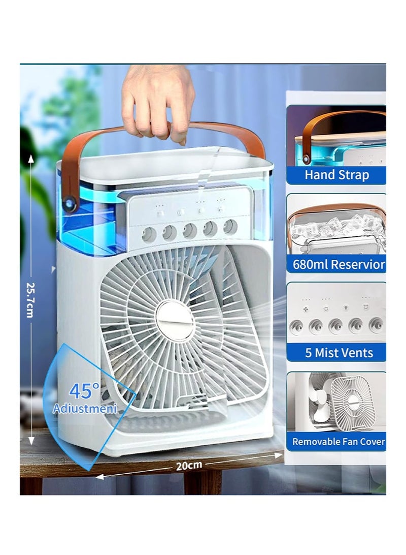 Yoawllty Portable Cooler Fan, Water Air Cooler, USB Table Fan with 3 Wind Speed and 680ml Water Tank for Room, Office(White) - Image 5