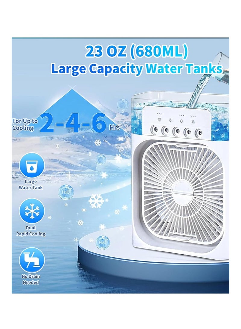 Yoawllty Portable Cooler Fan, Water Air Cooler, USB Table Fan with 3 Wind Speed and 680ml Water Tank for Room, Office(White) - Image 4