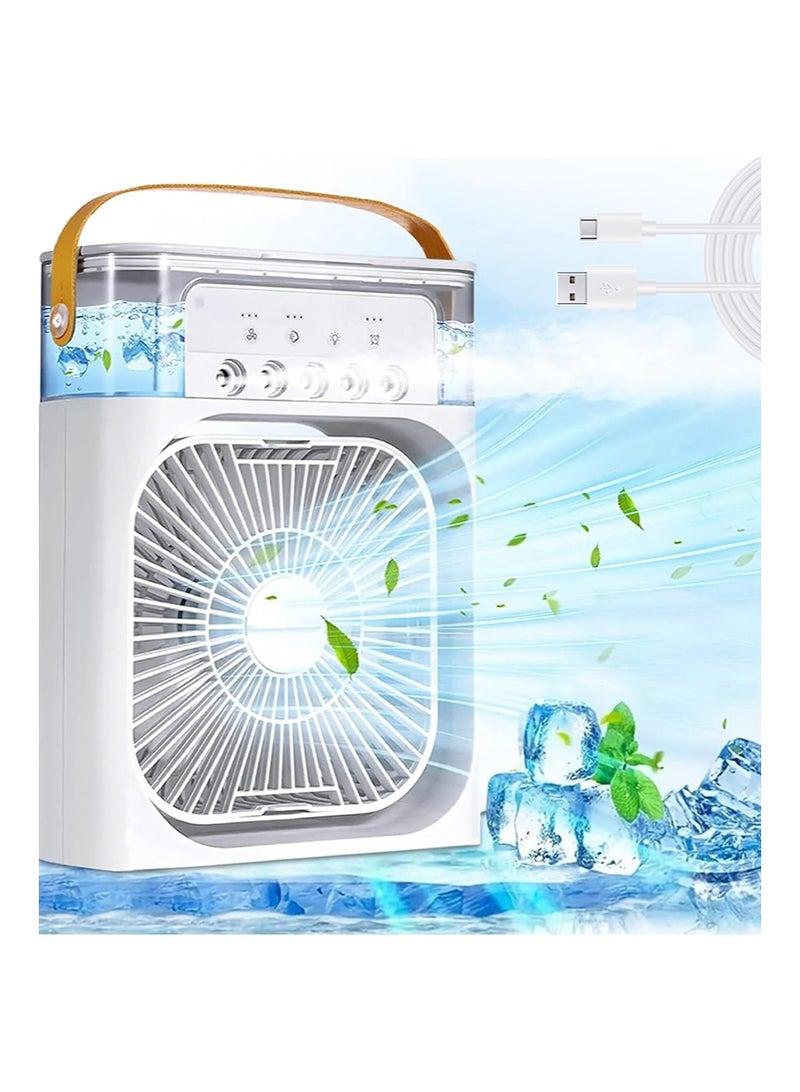 Yoawllty Portable Cooler Fan, Water Air Cooler, USB Table Fan with 3 Wind Speed and 680ml Water Tank for Room, Office(White) - Image 1