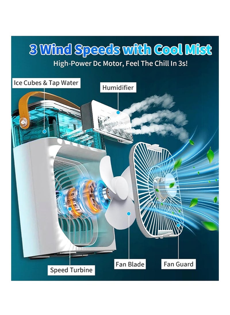 Yoawllty Portable Cooler Fan, Water Air Cooler, USB Table Fan with 3 Wind Speed and 680ml Water Tank for Room, Office(White) - Image 2