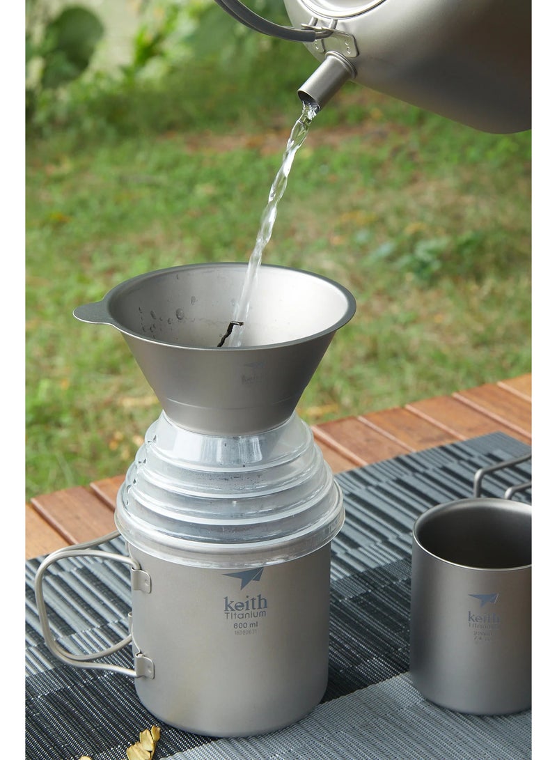 KEITH Titanium Ti3661 Coffee Funnel, Pure Titanium Pour Over Coffee Dripper with Reusable Metal Filter for Specialty Coffee Brewing - Image 2