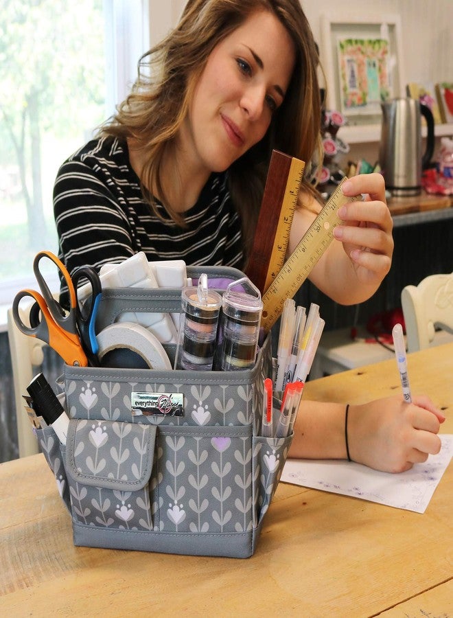 Everything Mary Desktop Tote Organizer - Purple & Grey Floral Craft Caddy - Storage Bag for Art Supplies, Sewing, Scrapbooking & DIY Tools - Portable Craft Organization - Image 3