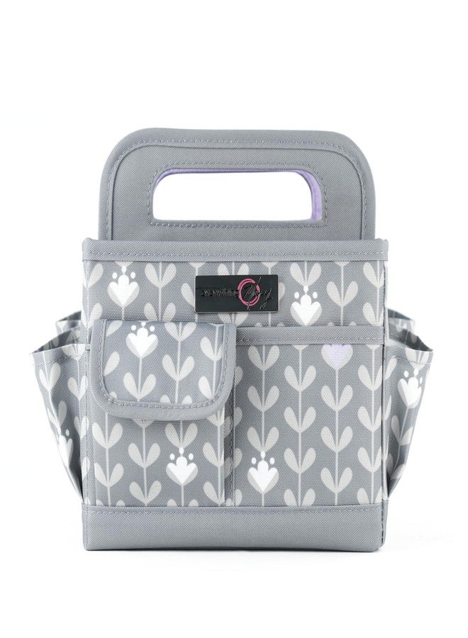 Everything Mary Desktop Tote Organizer - Purple & Grey Floral Craft Caddy - Storage Bag for Art Supplies, Sewing, Scrapbooking & DIY Tools - Portable Craft Organization - Image 1