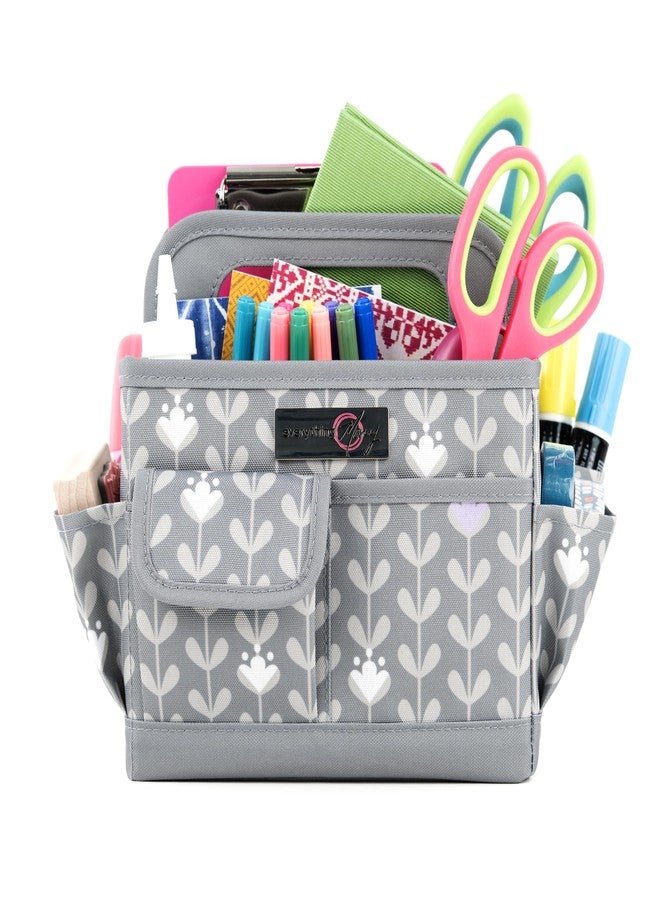 Everything Mary Desktop Tote Organizer - Purple & Grey Floral Craft Caddy - Storage Bag for Art Supplies, Sewing, Scrapbooking & DIY Tools - Portable Craft Organization - Image 2