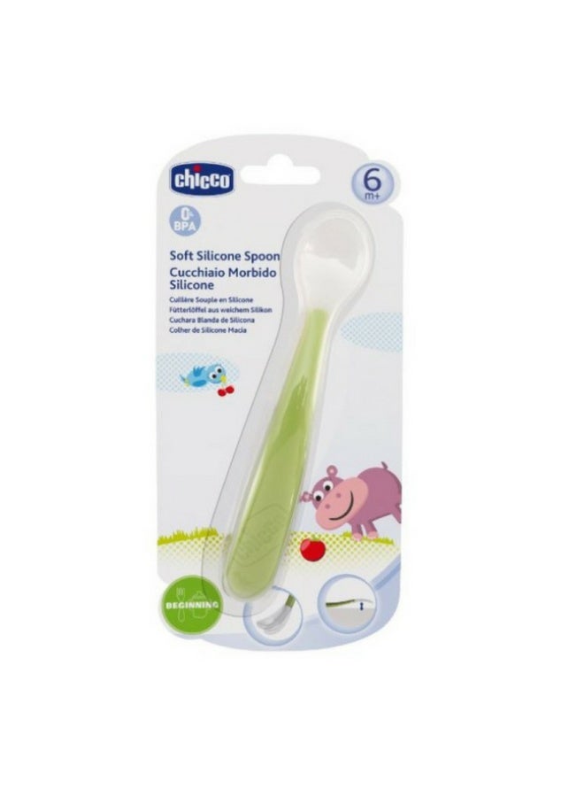Chicco Soft Green Silicone Spoon 1unit - Image 1