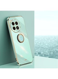 For OnePlus Ace 3 Pro XINLI Straight Edge 6D Electroplate TPU Phone Case with Ring Holder(Mint Green)