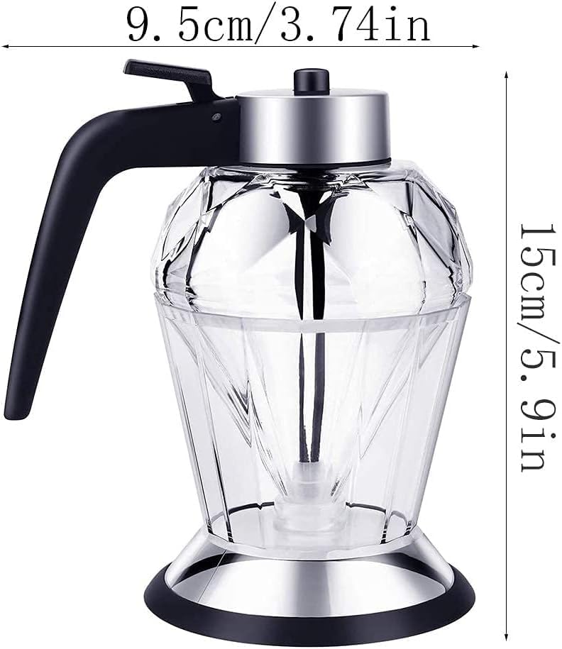 SEVIA SEVIA 7oz Diamond Syrup Dispenser,Durable Dilute Honey Syrup Pot with Non-Slip Silicone Bottom Acrylic Base Perfect For Olive Oil, Runny Honey, Syrup, Sauce Distribution (200ML) - Image 4