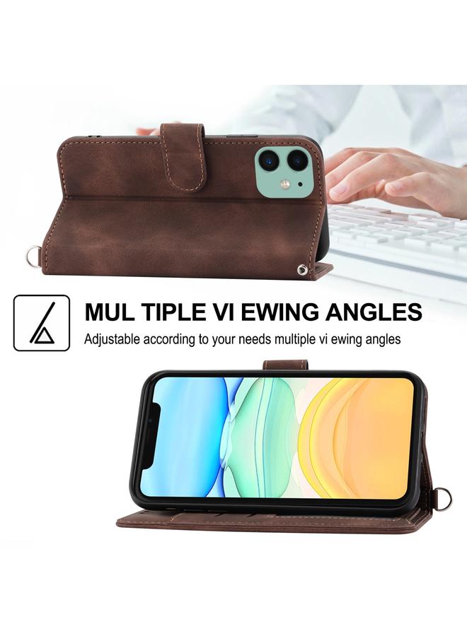 Zaboon Case For iPhone 13 mini Skin-feel Flowers Embossed Wallet Leather Phone Case - Image 4