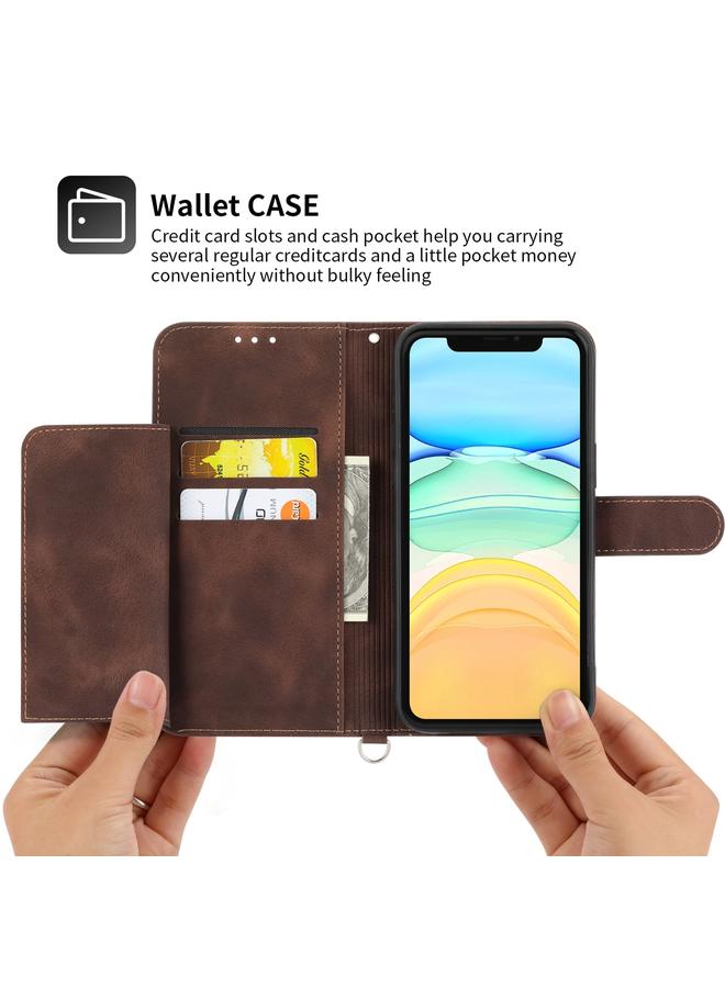 Zaboon Case For iPhone 13 mini Skin-feel Flowers Embossed Wallet Leather Phone Case - Image 3