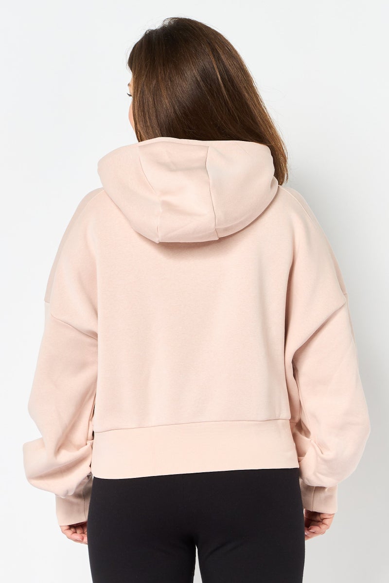 Reebok Women Regular Fit Long Sleeve Training Hoodie, Vintage Pink - Image 3