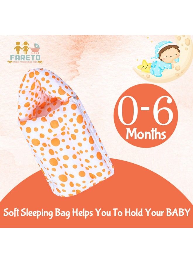 FARETO Baby Polka Dots Complete Sleeping Essential All In One Pack(0 6 Months) (Orange) - Image 4