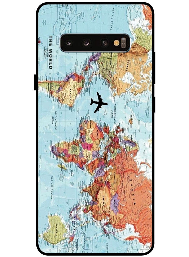 EYE CATCH Protective Case Cover For Samsung Galaxy S10 Plus 5G 6.7 Inches Smart Series Printed Protective Case Cover for Samsung S10 Plus 5G World Map - Image 1