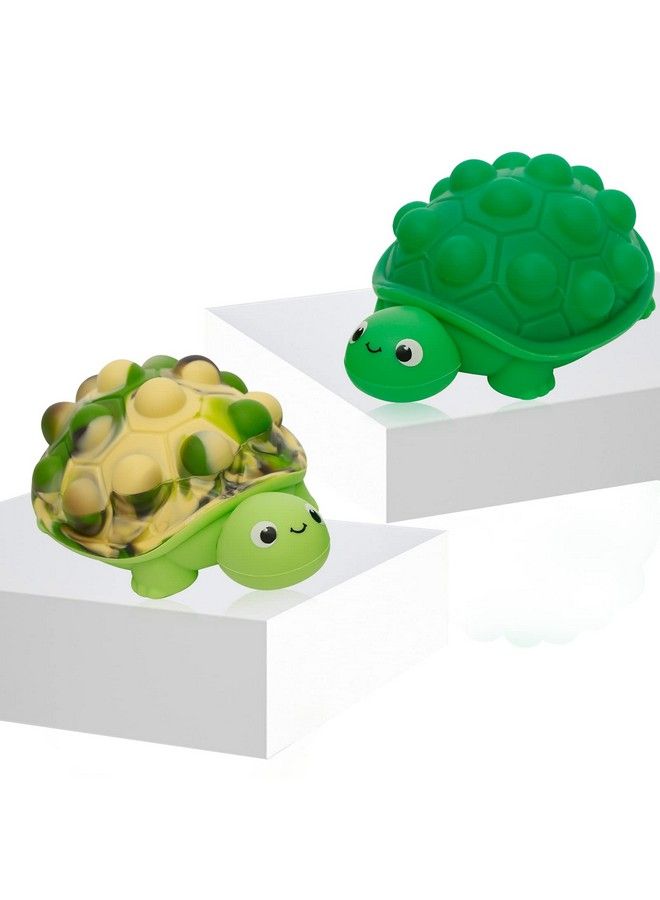 Anboor Pop Fidget Toys 3D Silicone Turtle Push Bubbles Sensory Toy Pop Stress Ball Anxiety Stress Reliever Toy For Autism Early Education Gift (2 Pack) - Image 1