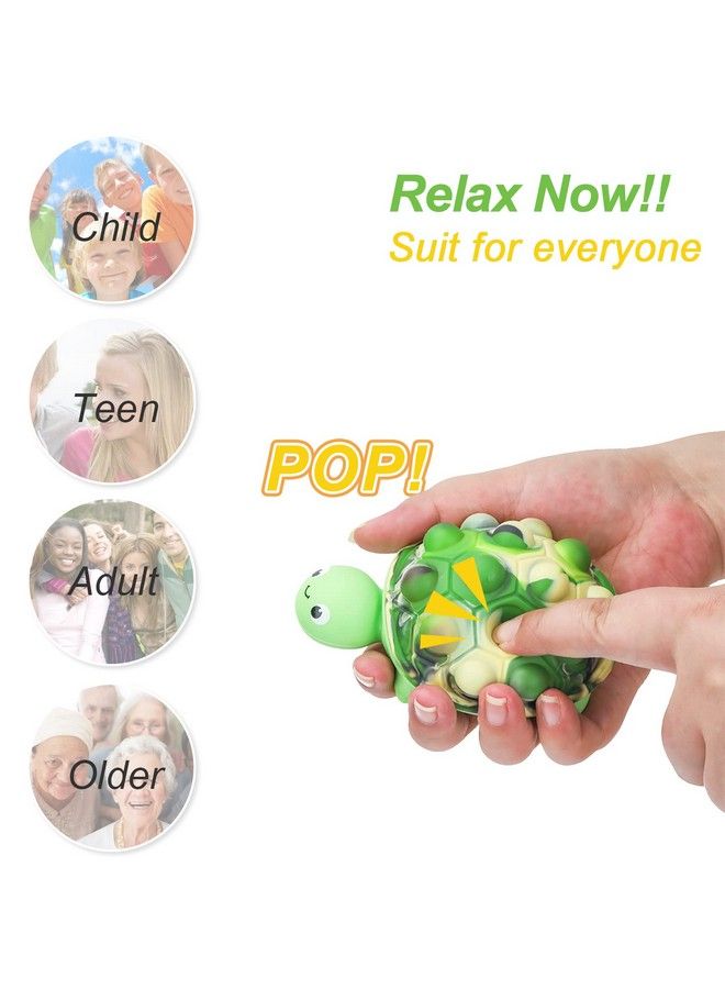 Anboor Pop Fidget Toys 3D Silicone Turtle Push Bubbles Sensory Toy Pop Stress Ball Anxiety Stress Reliever Toy For Autism Early Education Gift (2 Pack) - Image 3
