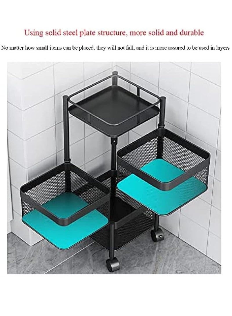 BLOOMING TIME 5-Layer Square Frame Rack, Net Basket Can Be Rotated, With Universal Wheels, Movable, Framed Net Basket, Large Capacity, Black - Image 4