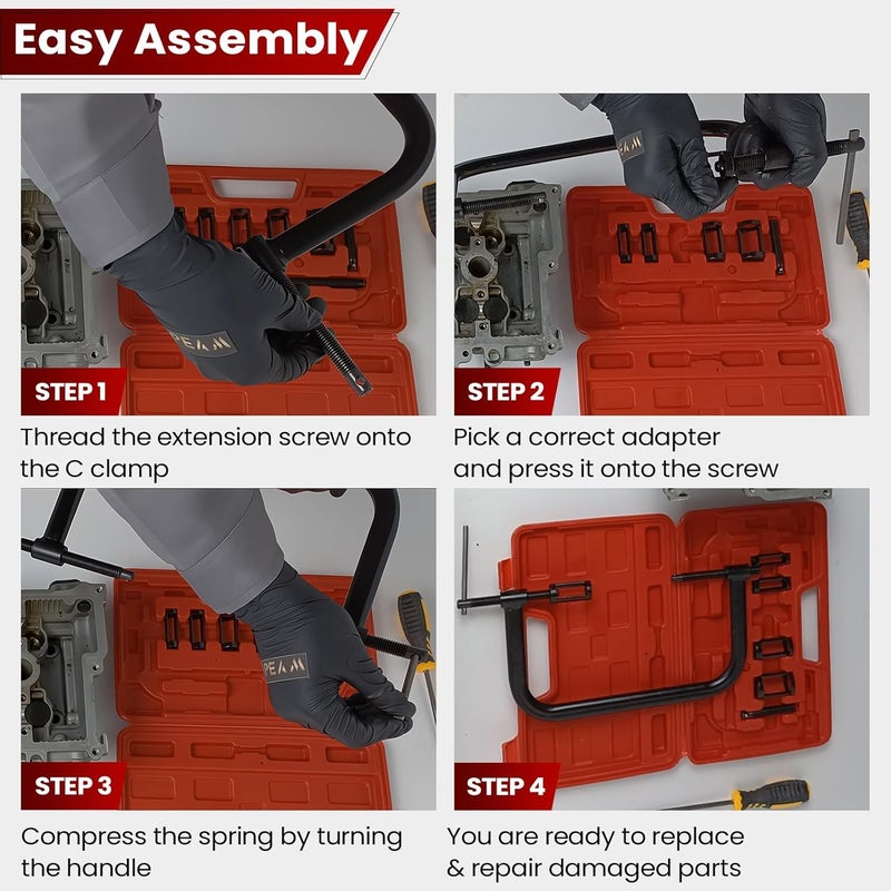 ATPEAM مجموعة أدوات خدمة ATPEAM Auto Valve Spring Compressor C Clamp مناسبة للدراجات النارية، ومركبات ATV، والسيارات، ومعدات المركبات ذات المحركات الصغيرة - Image 2