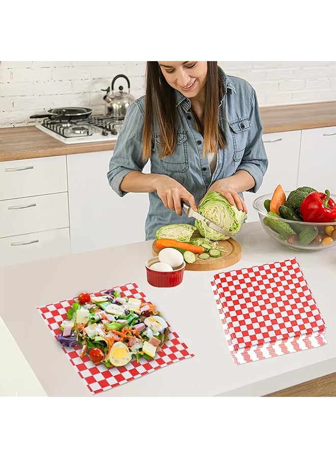 100 قطعة من ورق ديلي، ورق شمع مقاوم للدهون للغاية للطعام، 7 × 7 بوصة، ورق تغليف شطائر فاخر لوجبات الغداء المدرسية، بطانات سلة طعام مثالية للشواء والمهرجانات - Image 3