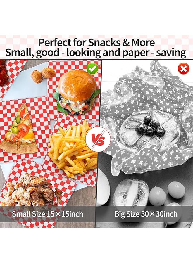 100 قطعة من ورق ديلي، ورق شمع مقاوم للدهون للغاية للطعام، 7 × 7 بوصة، ورق تغليف شطائر فاخر لوجبات الغداء المدرسية، بطانات سلة طعام مثالية للشواء والمهرجانات - Image 5