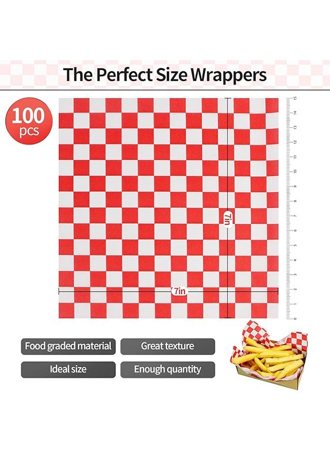 100 قطعة من ورق ديلي، ورق شمع مقاوم للدهون للغاية للطعام، 7 × 7 بوصة، ورق تغليف شطائر فاخر لوجبات الغداء المدرسية، بطانات سلة طعام مثالية للشواء والمهرجانات - Image 2