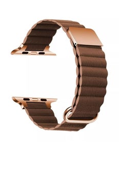 Rabos Magnetic Leather Loop Strap Watch Band for Apple Watch Ultra 49mm Series 8 45mm 44mm 42mm Leather Magnet Ultra Band Strap – Brown  - Image 1