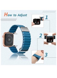 Rabos Magnetic Leather Loop Strap Watch Band for Apple Watch Ultra 49mm Series 8 45mm 44mm 42mm Leather Magnet Ultra Band Strap – Brown  - Image 2