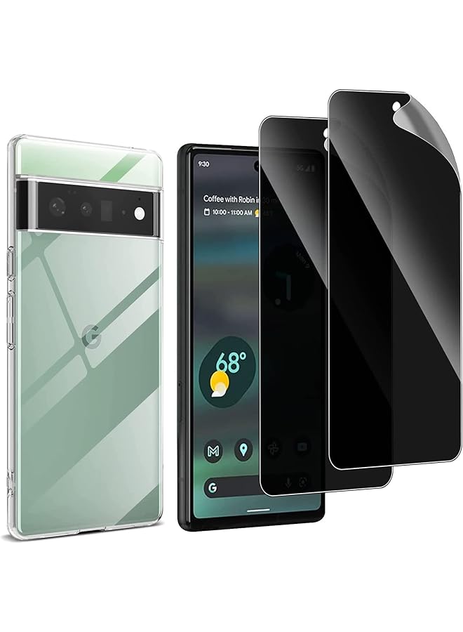 erorex Privacy Screen Protector For Google Pixel 6A With Clear Case Anti Spy Soft Screen Replacemnt Film With Back Cover For Google Pixel 6A Not Glass - Image 1