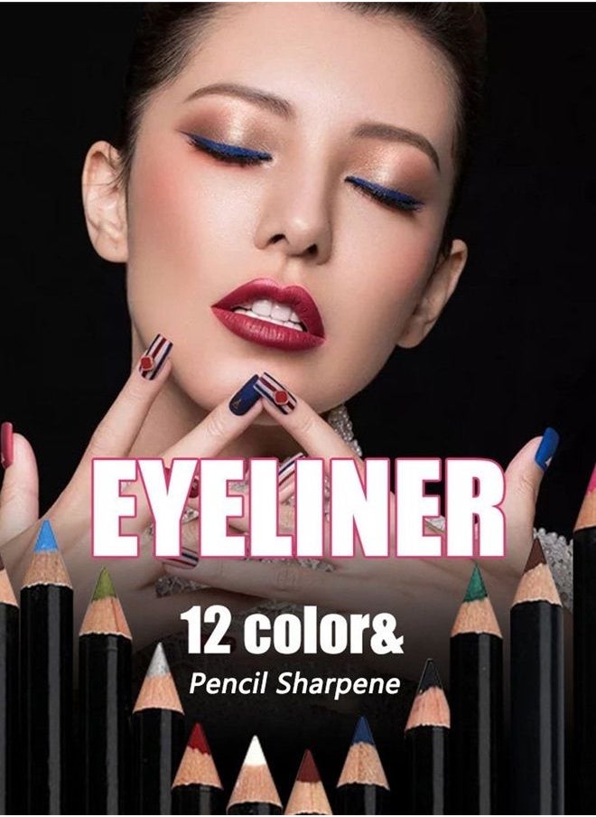 DC-BEAUTIFUL 12Pcs Lot Set 12 Colors Eyeliner Pencil Waterproof Eyebrow Pencil Cosmetics with a Pencil Sharpener  - Image 3