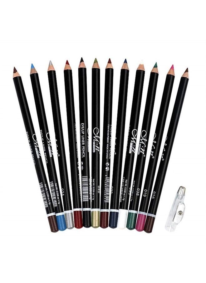 DC-BEAUTIFUL 12Pcs Lot Set 12 Colors Eyeliner Pencil Waterproof Eyebrow Pencil Cosmetics with a Pencil Sharpener  - Image 1