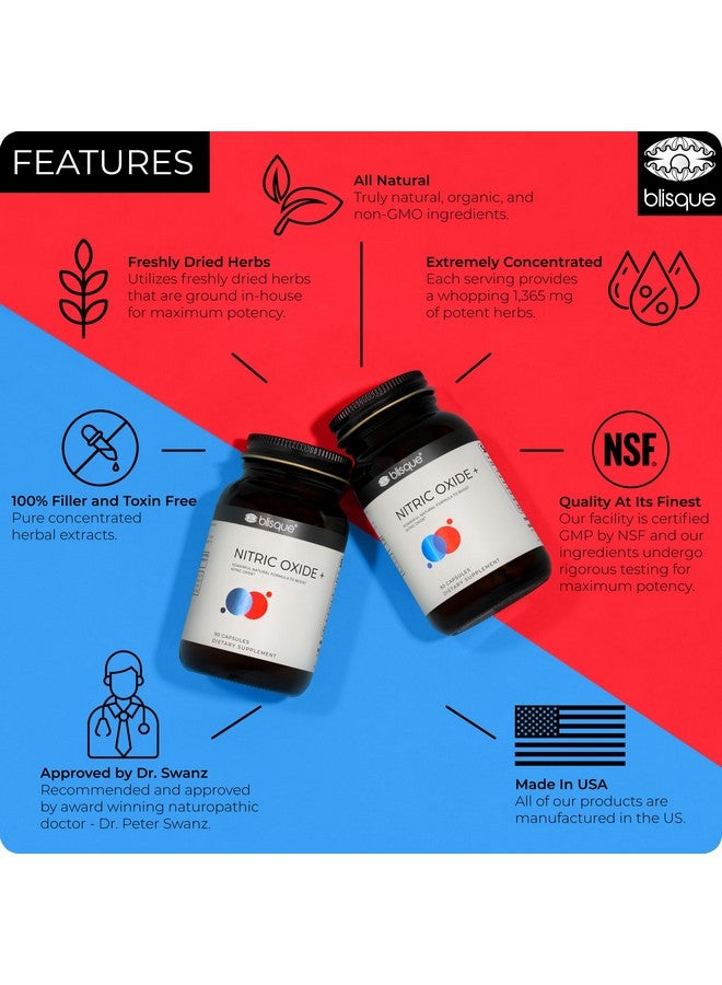 Blisque - Natural Nitric Oxide Booster Supplement for Blood Flow Support and Circulation | Doctor-Approved | with L-Arginine, Maca Root, and Beet Root | 90 Capsules | Vegan and Non-GMO - Image 3