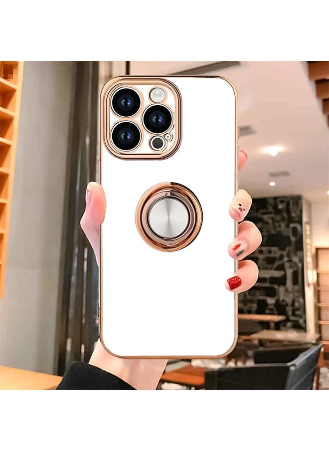 Compatible With iPhone 15 Pro Max Case For Women And Men, Plating Built-In 360 Rotation Magnetic Ring Kickstand Holder Soft Slim Shockproof Bumper Protective Cover (White) - pzsku/Z61444A51B2770517CB95Z/45/_/1695002054/46361aca-93fd-4783-bebe-9c1030be0822