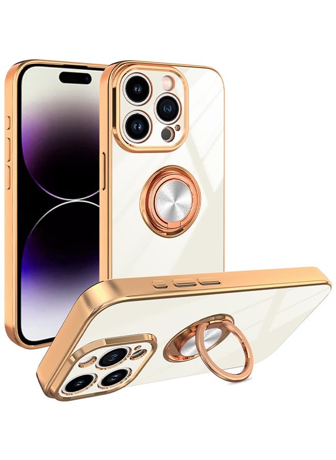 Compatible With iPhone 15 Pro Max Case For Women And Men, Plating Built-In 360 Rotation Magnetic Ring Kickstand Holder Soft Slim Shockproof Bumper Protective Cover (White) - pzsku/Z61444A51B2770517CB95Z/45/_/1695447712/1f496232-33f7-4a2c-b358-50b6628697c1