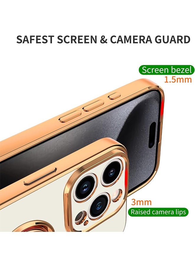 Compatible With iPhone 15 Pro Max Case For Women And Men, Plating Built-In 360 Rotation Magnetic Ring Kickstand Holder Soft Slim Shockproof Bumper Protective Cover (White) - pzsku/Z61444A51B2770517CB95Z/45/_/1695447713/9ff46f24-3eb1-409d-abcb-8473b98d4117