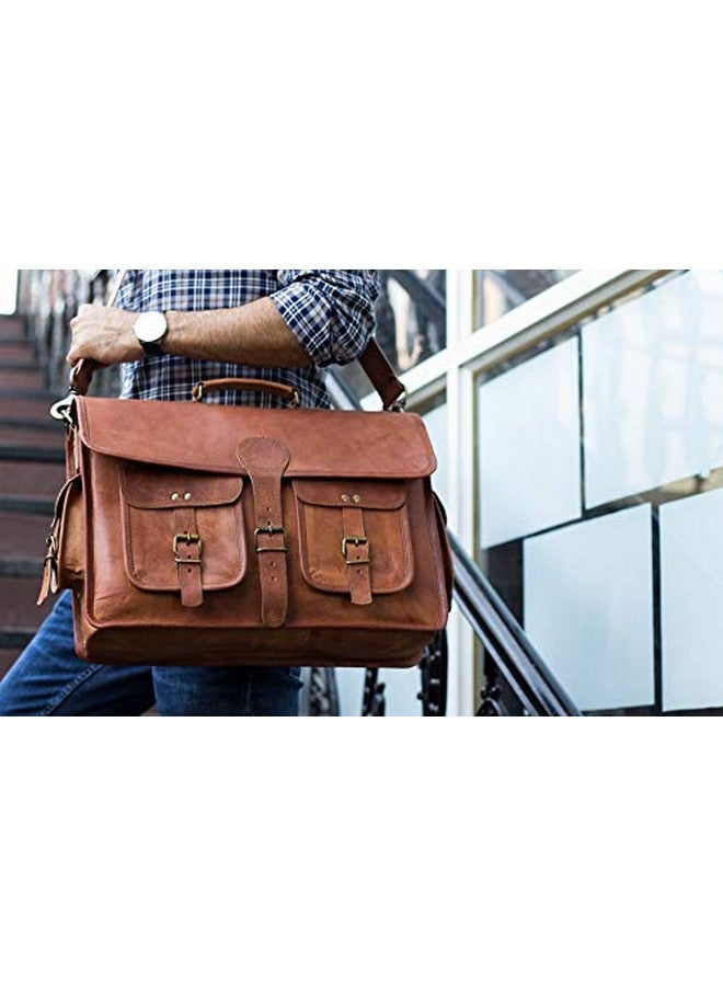 Komal's Passion Leather Leather Briefcase 18 inch Laptop Messenger Bag for Men and Women best crossbody Satchel for Office work travel - Image 1