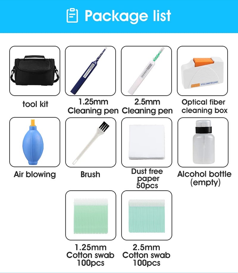 Duogalia Fiber Optic Connector Cleaning Kit with 1.25mm/2.5mm Cleaner Pens and Cassette for SC/FC/ST/LC/MU Connectors - Image 2