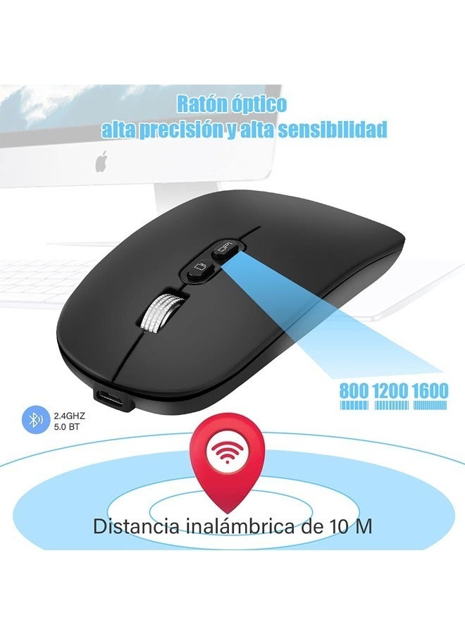 Wireless Mouse Bluetooth Wireless Mouse 2.4G Dual Mode Computer Mouse with USB Receiver for Laptop iPad MacOS PC Windows Android