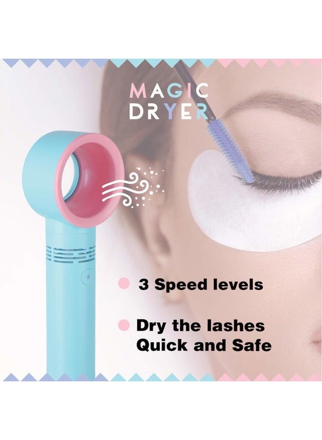 Lyon Lash Portable USB Rechargeable Bladeless Mini Fan/Air Conditioning Blower/Handheld Cooling Dryer, Essential Eyelash Extension Supplies, Dries Eyelash Extensions Glue/Adhesive Rapidly (Blue) - Image 3