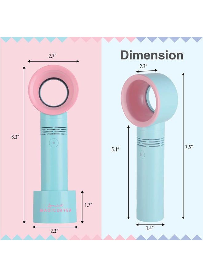 Lyon Lash Portable USB Rechargeable Bladeless Mini Fan/Air Conditioning Blower/Handheld Cooling Dryer, Essential Eyelash Extension Supplies, Dries Eyelash Extensions Glue/Adhesive Rapidly (Blue) - Image 4