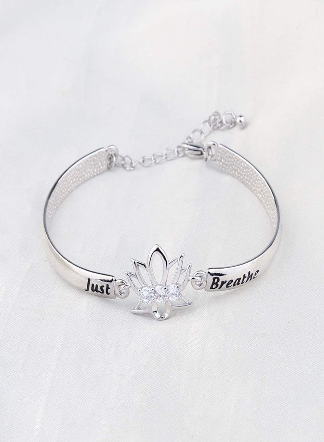 WUSUANED Spiritual Lotus Flower Bracelet With Message Card Just Breathe Jewelry Yoga Healing Inspirational Gift For Women (Just breathe bracelet with card) - Image 3