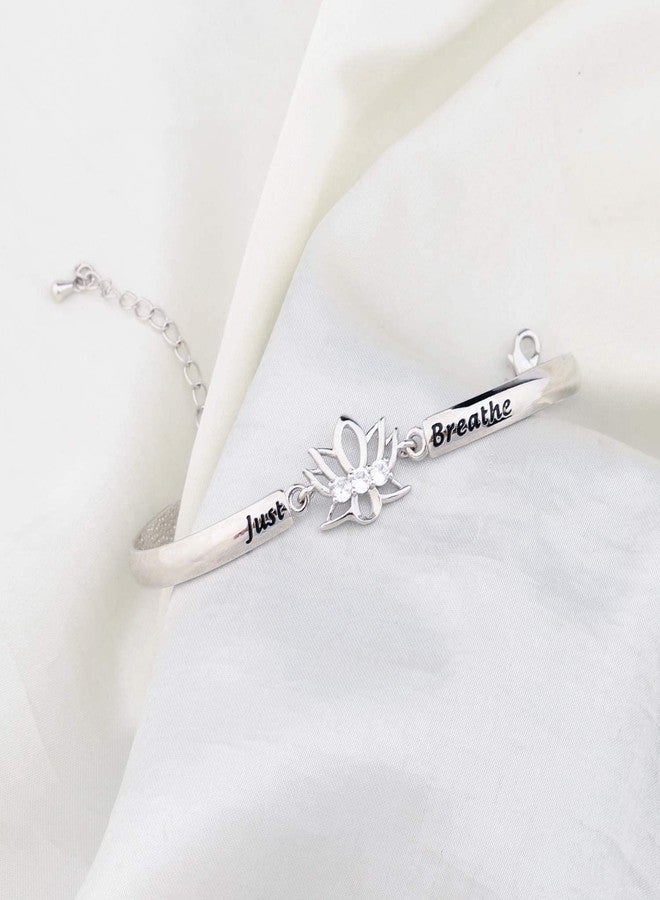 WUSUANED Spiritual Lotus Flower Bracelet With Message Card Just Breathe Jewelry Yoga Healing Inspirational Gift For Women (Just breathe bracelet with card) - Image 5