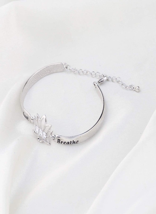 WUSUANED Spiritual Lotus Flower Bracelet With Message Card Just Breathe Jewelry Yoga Healing Inspirational Gift For Women (Just breathe bracelet with card) - Image 4