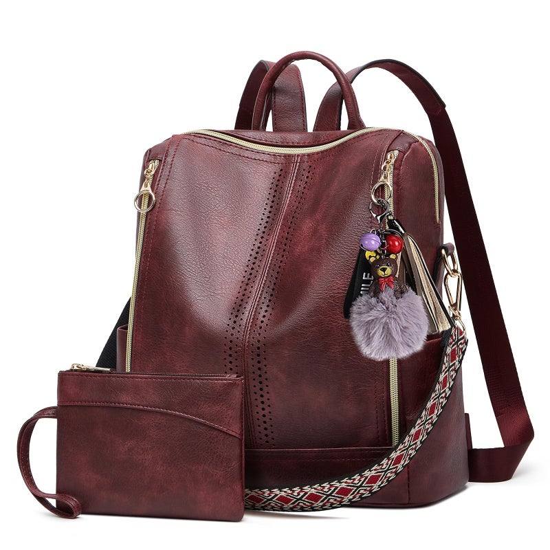 Makes Backpack Purse for Women PU Leather Travel Satchel Handbag Convertible Design Bag with Purse - Image 1